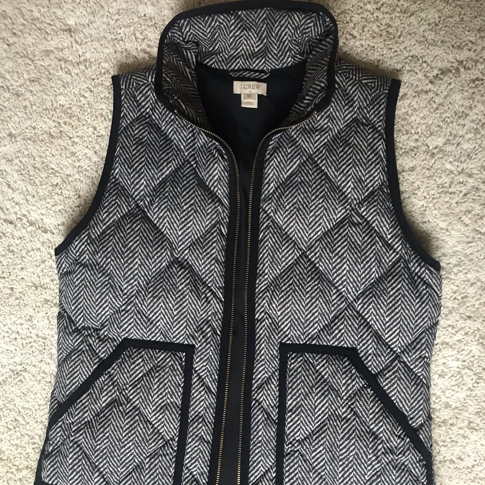 J Crew Herringbone Puffer Vest